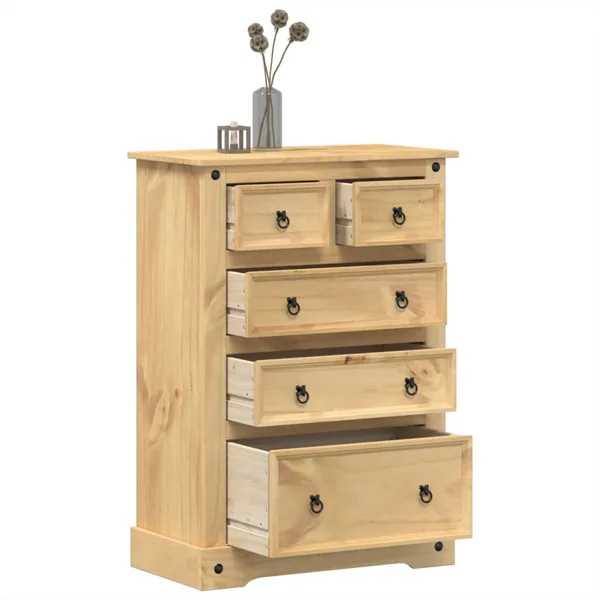 Commode Corona 80x43x114 cm bois massif de pin