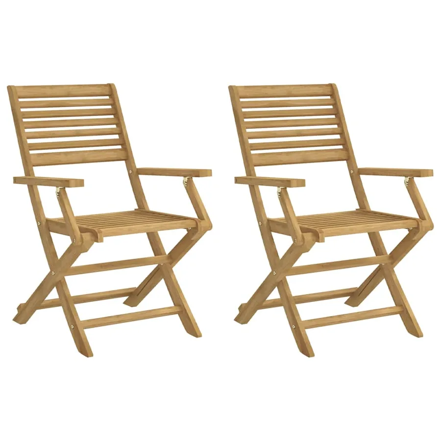 Chaises pliables de jardin lot de 2 bois massif d'acacia - 2