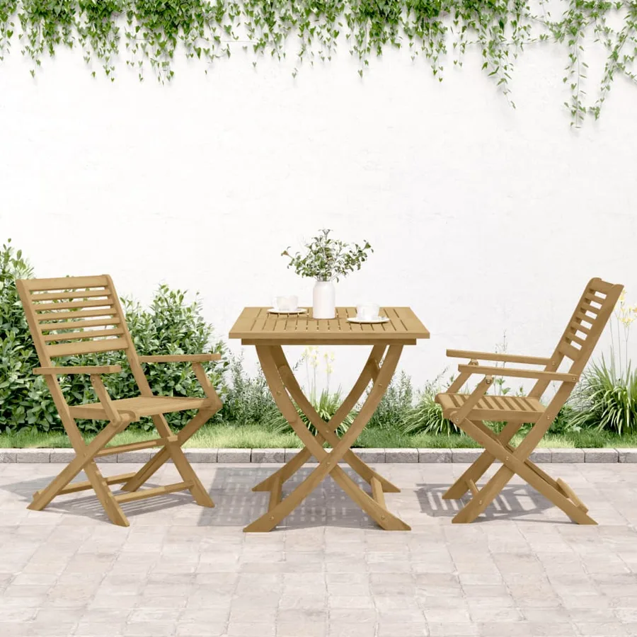 Chaises pliables de jardin lot de 2 bois massif d'acacia - 3