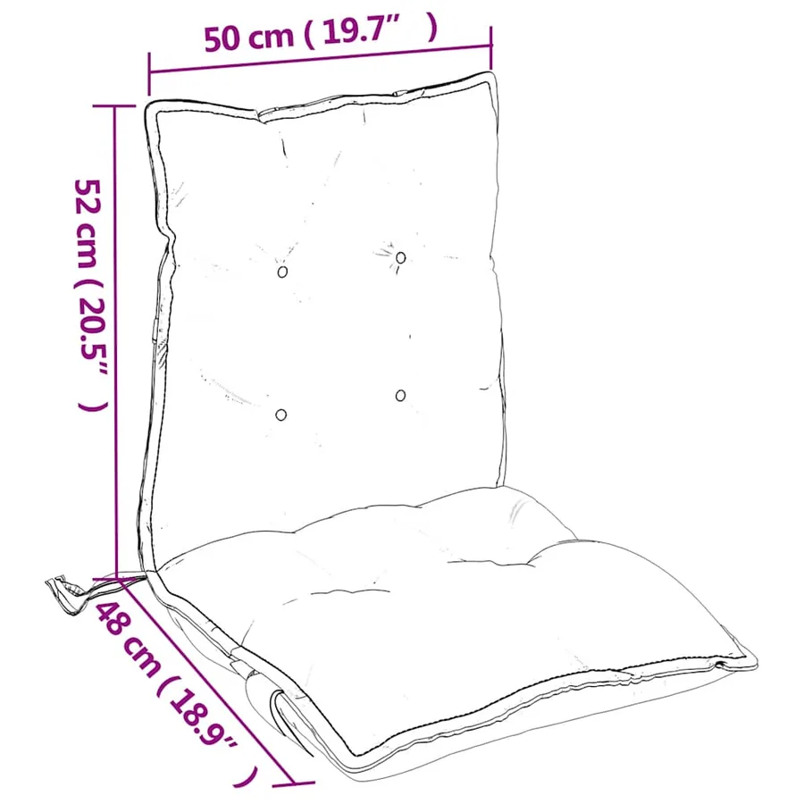 Coussins de chaise à dossier bas lot de 6 noir tissu oxford - 10