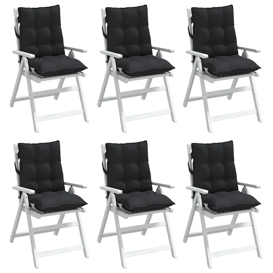 Coussins de chaise à dossier bas lot de 6 noir tissu oxford - 4