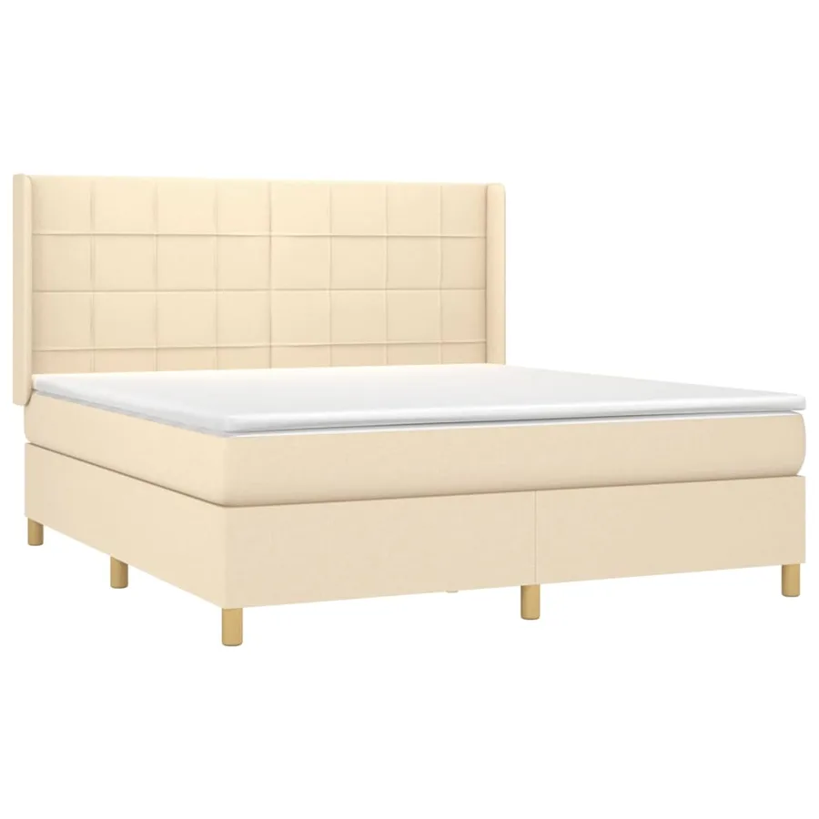 Sommier à lattes de lit matelas et LED Crème 180x200 cm Tissu - 4