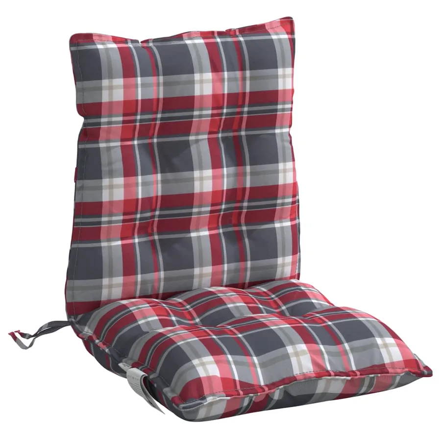 Coussins de chaise à dossier bas lot de 4 motif carreaux rouge - 5
