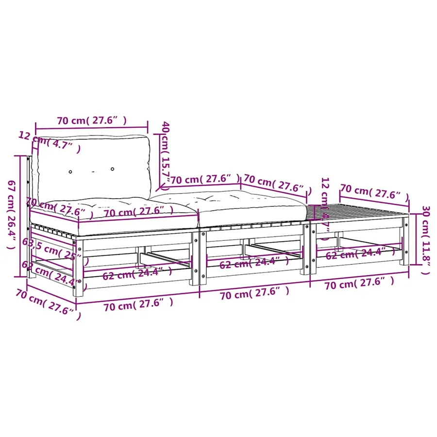 Canapé de jardin sans accoudoirs avec coussins et repose-pieds - 13