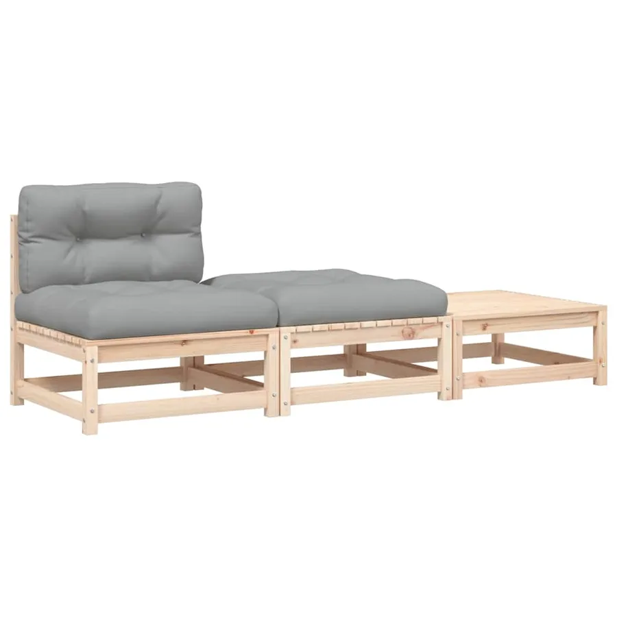 Canapé de jardin sans accoudoirs avec coussins et repose-pieds - 2