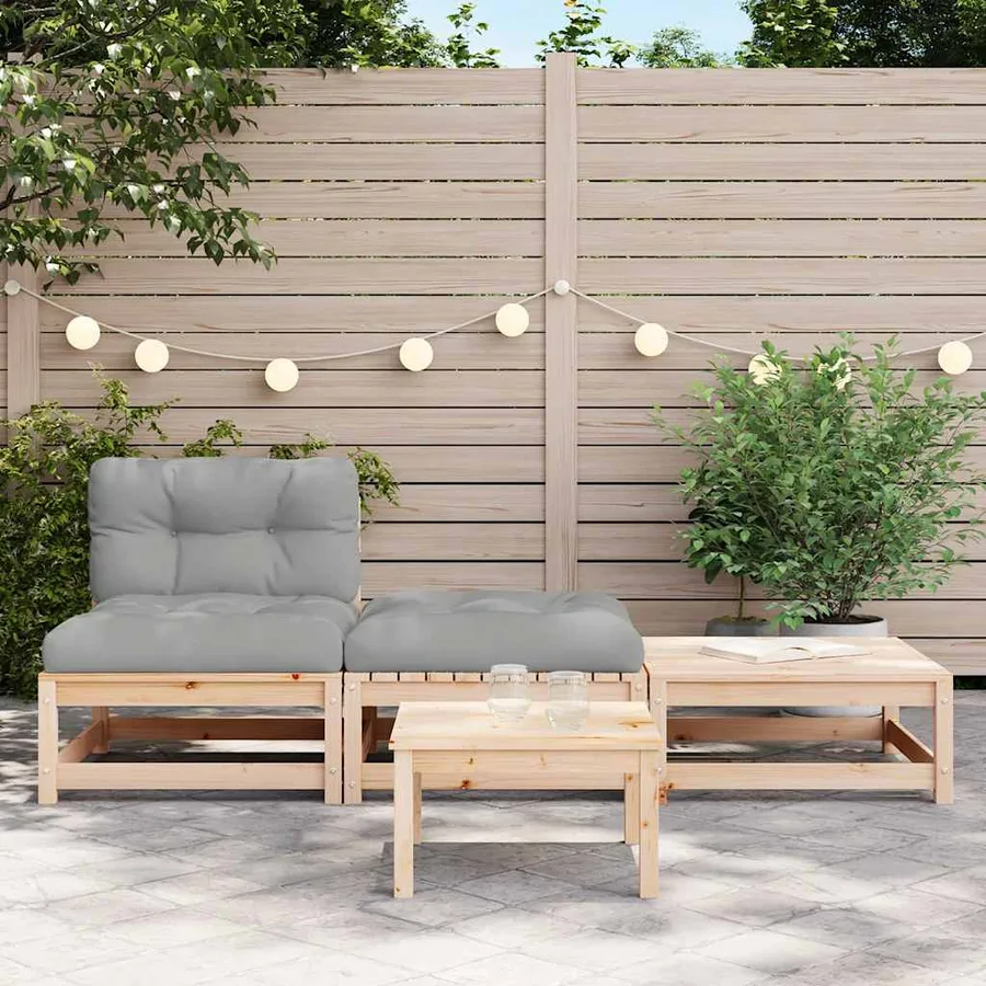 Canapé de jardin sans accoudoirs avec coussins et repose-pieds - 3