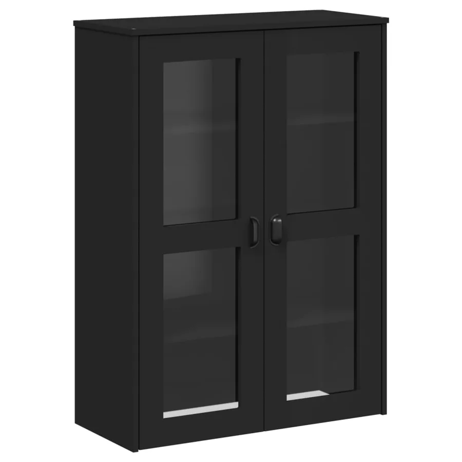Buffet VIKEN noir 80x40x190 cm bois massif de pin - 8