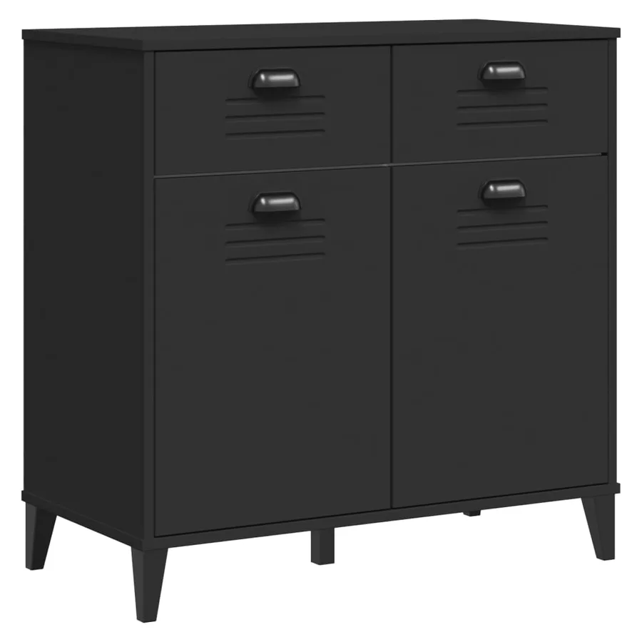Buffet VIKEN noir 80x40x190 cm bois massif de pin - 9