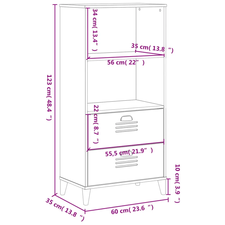 Bibliothèque VIKEN blanc 60x35x123 cm bois d'ingénierie - 10