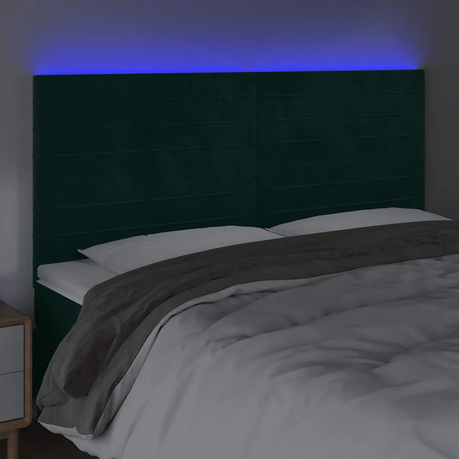 Tête de lit à LED Vert foncé 200x5x118/128 cm Velours - 3