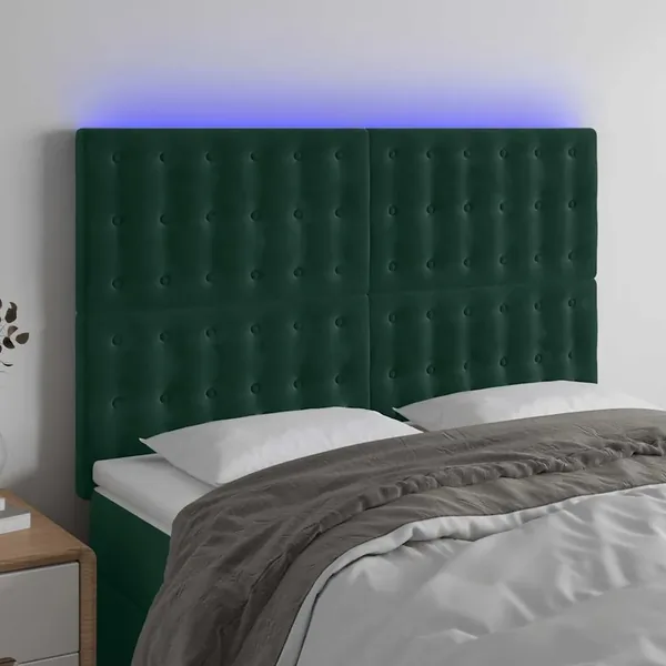Tête de lit à LED Vert foncé 144x5x118/128 cm Velours