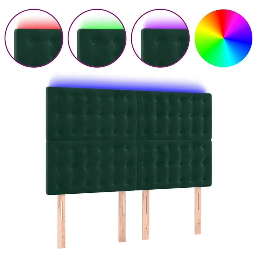 Tête de lit à LED Vert foncé 144x5x118/128 cm Velours - 2