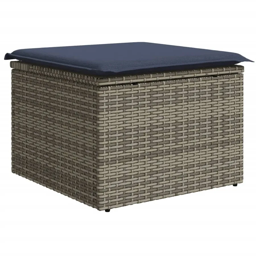 Salon de jardin avec coussins 10 pcs gris résine tressée - 6