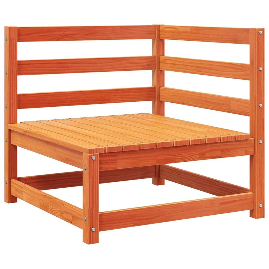 Canapé d'angle de jardin coussins cire marron bois pin massif - 4