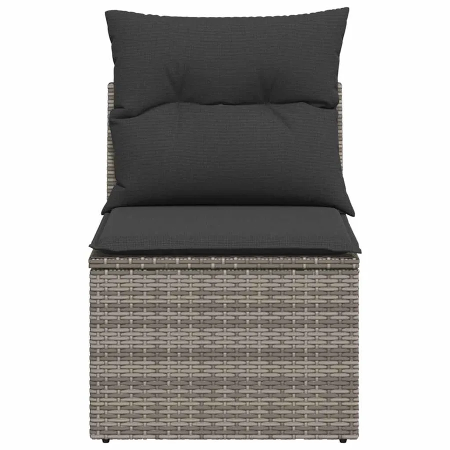 Chaise de jardin sans accoudoirs avec coussins gris poly rotin - 4