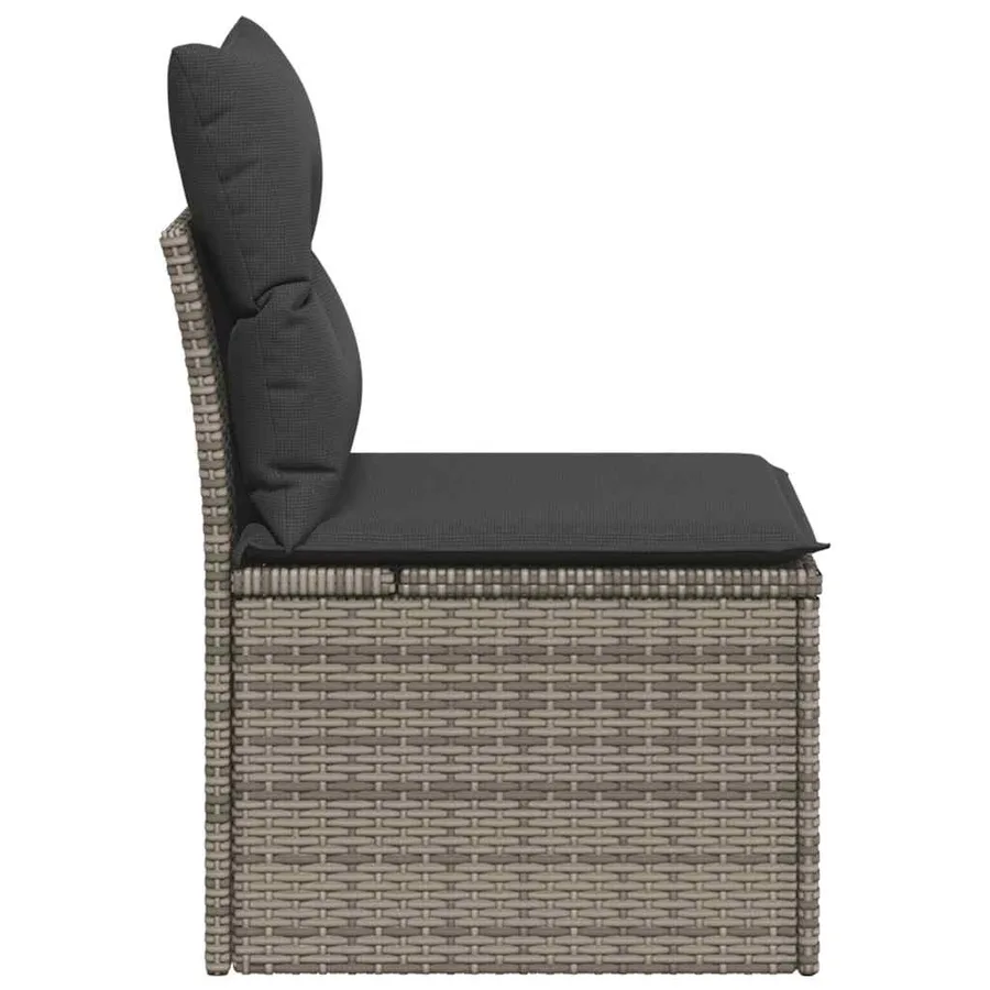 Chaise de jardin sans accoudoirs avec coussins gris poly rotin - 5