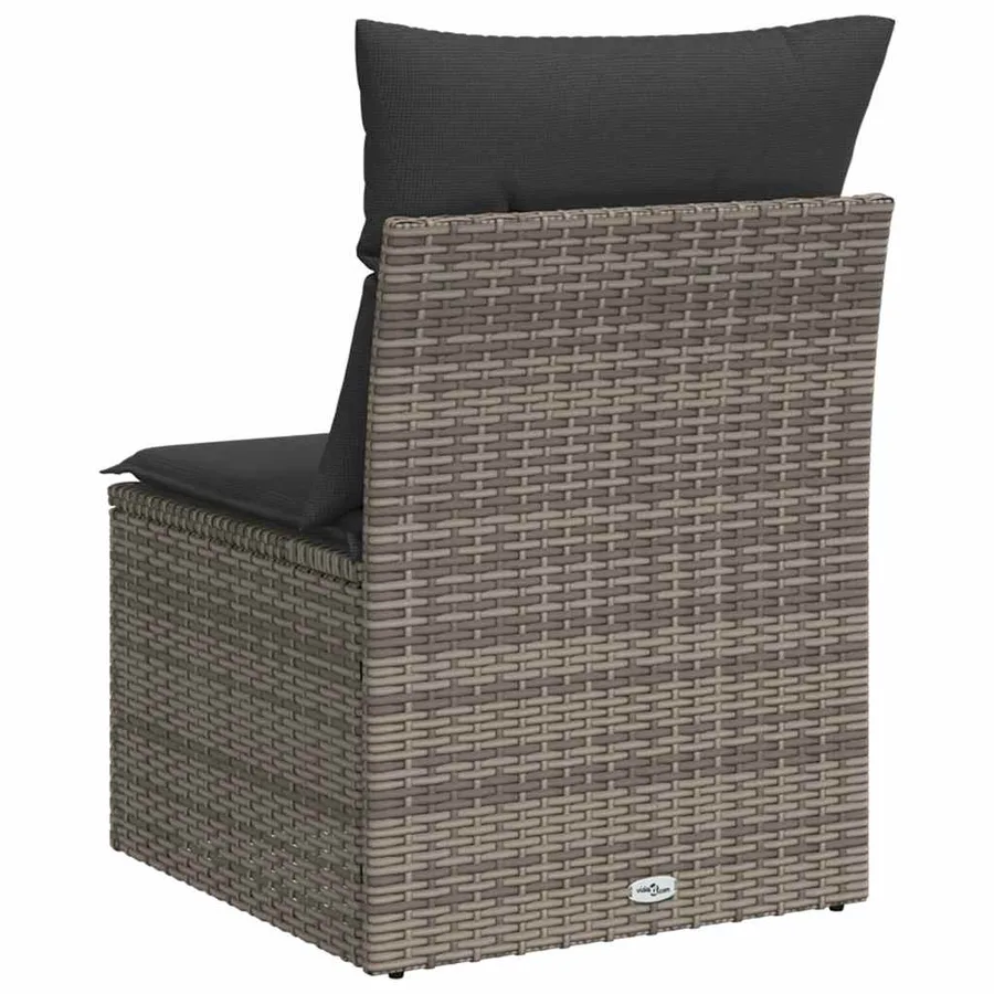 Chaise de jardin sans accoudoirs avec coussins gris poly rotin - 6