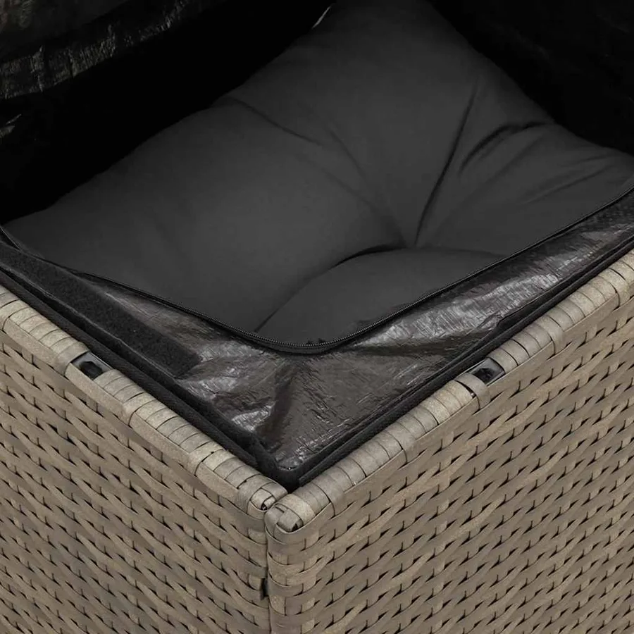Chaise de jardin sans accoudoirs avec coussins gris poly rotin - 9