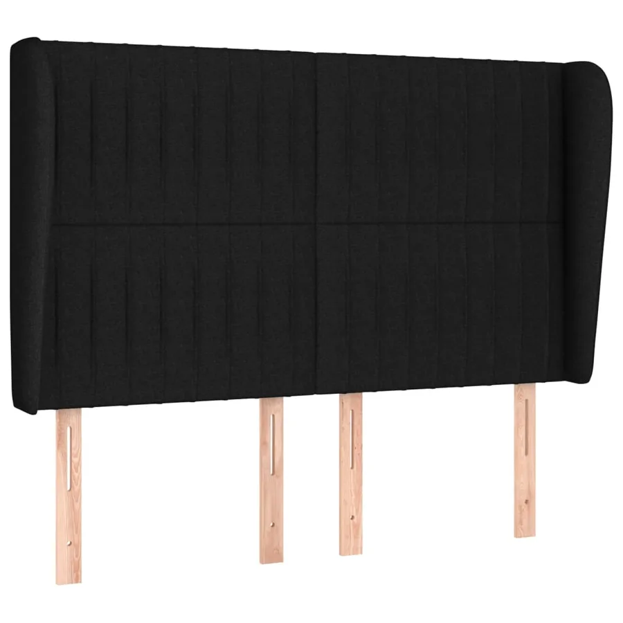 Tête de lit avec oreilles Noir 147x23x118/128 cm Tissu - 2
