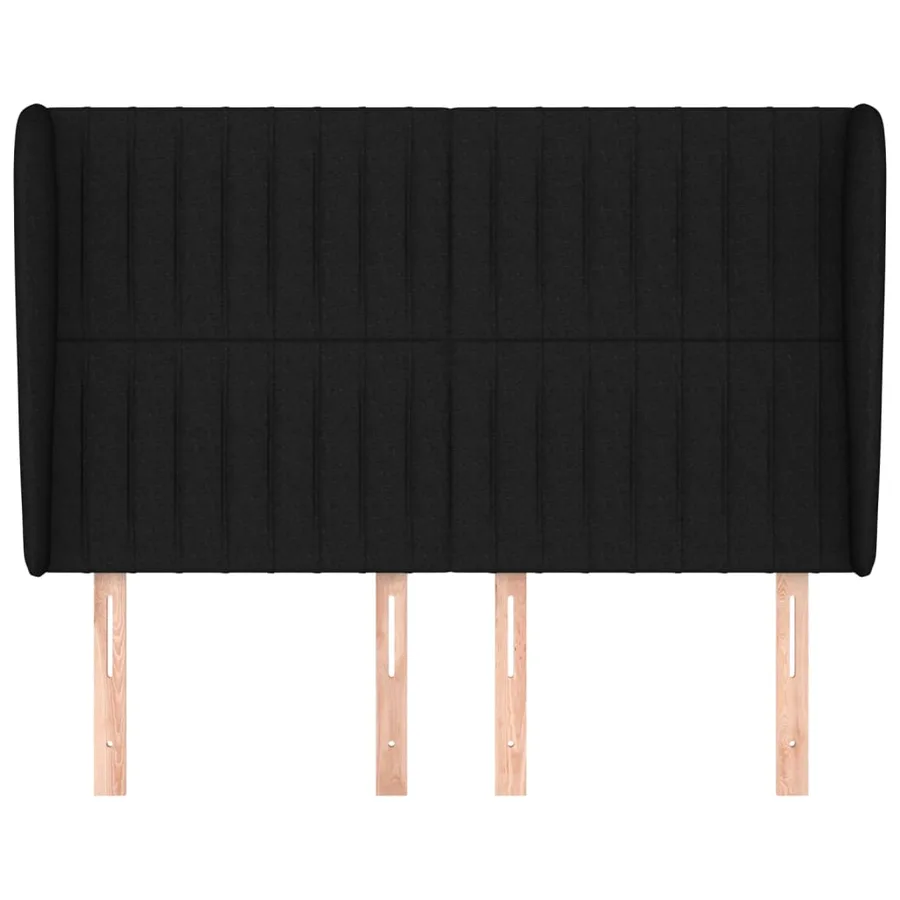 Tête de lit avec oreilles Noir 147x23x118/128 cm Tissu - 3