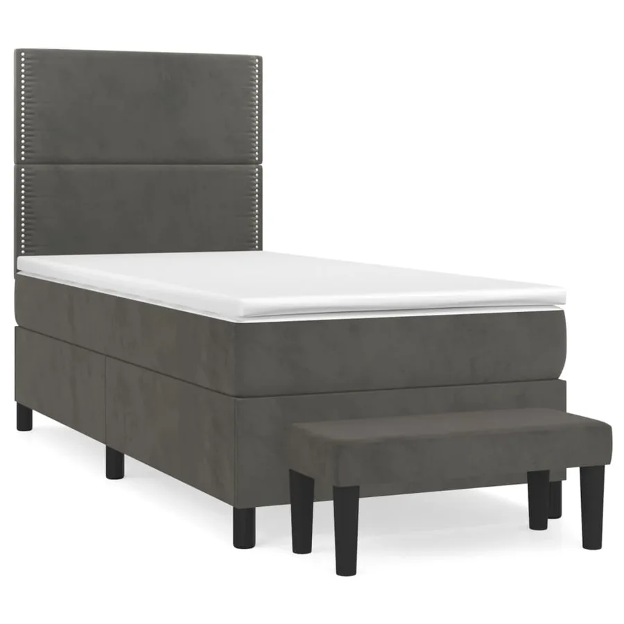 Sommier à lattes de lit et matelas Gris foncé 90x190 cm Velours - 2