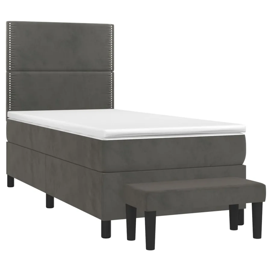 Sommier à lattes de lit et matelas Gris foncé 90x190 cm Velours - 3