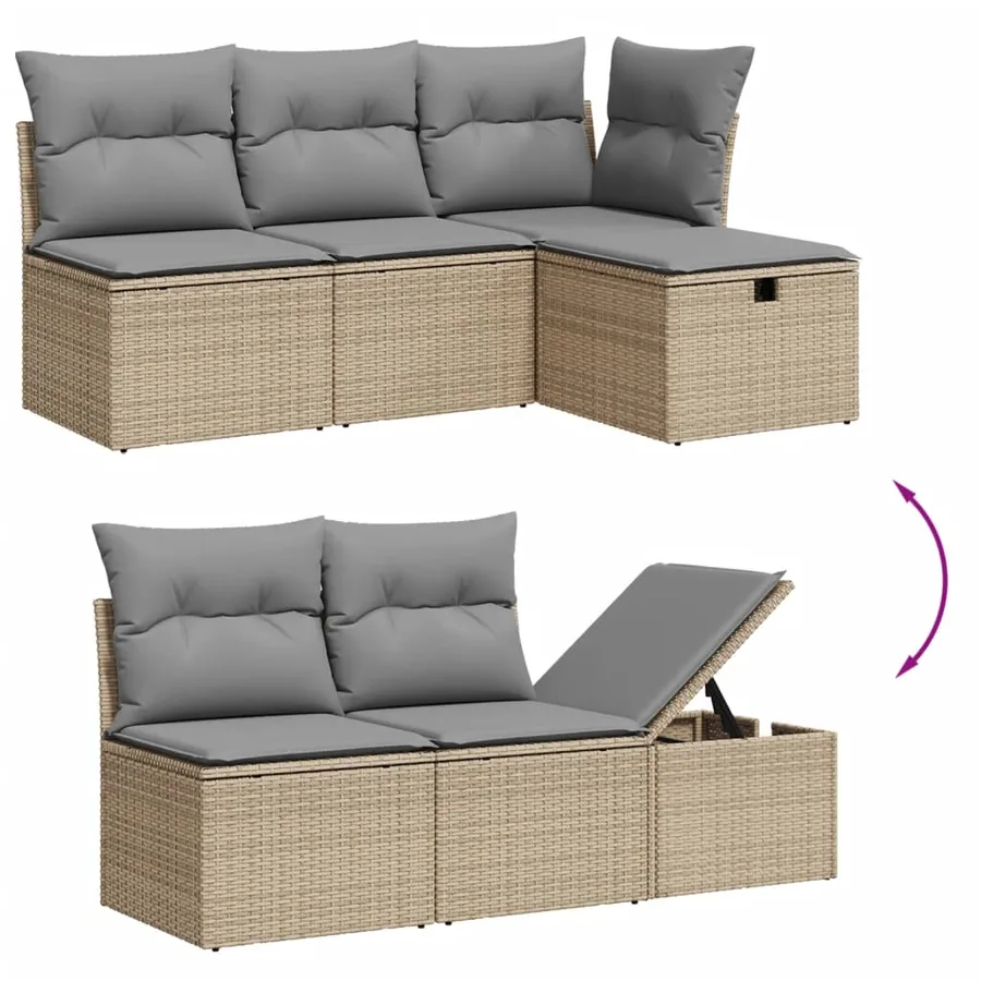 Salon de jardin avec coussins 7 pcs gris résine tressée - 3