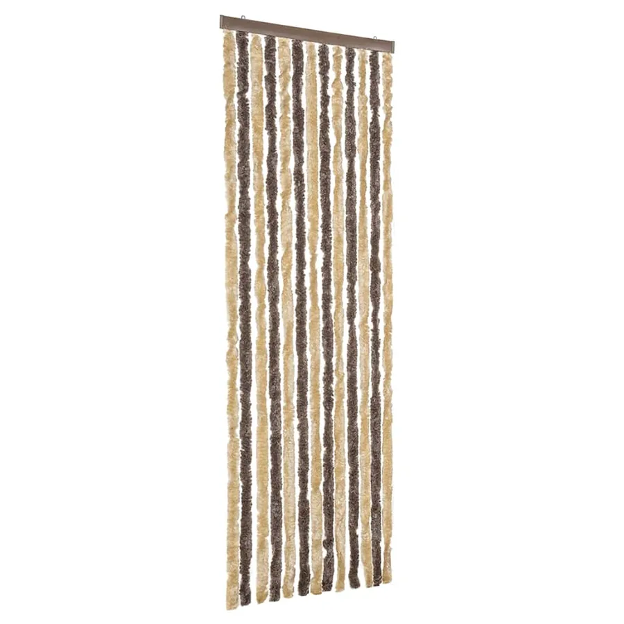 Rideau anti-mouches marron foncé et beige 56x185 cm chenille - 2