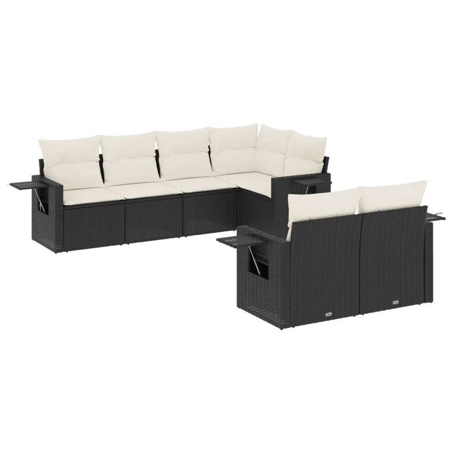 Salon de jardin 7 pcs avec coussins noir résine tressée 55 x 62 x 69 cm - 65,0 kg - 2