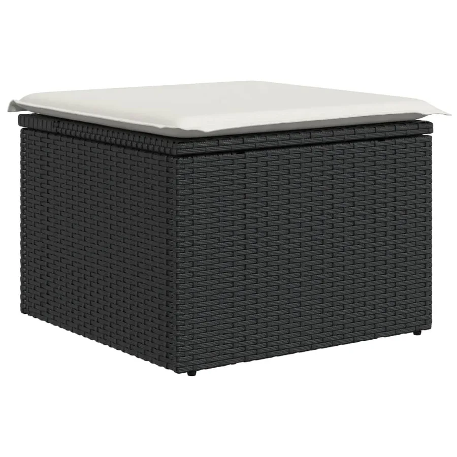 Salon de jardin 7 pcs avec coussins noir résine tressée 62 x 62 x 69 cm - 57,2 kg - 12
