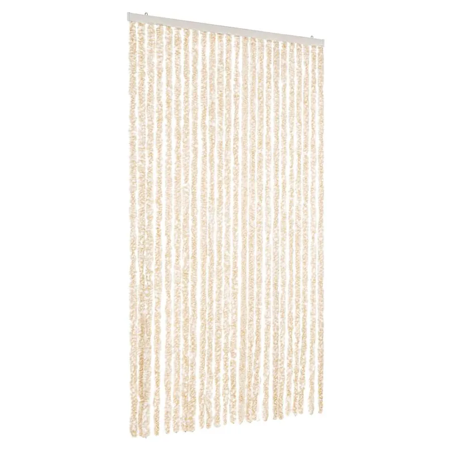 Rideau anti-mouches beige et blanc 100x230 cm chenille - 2