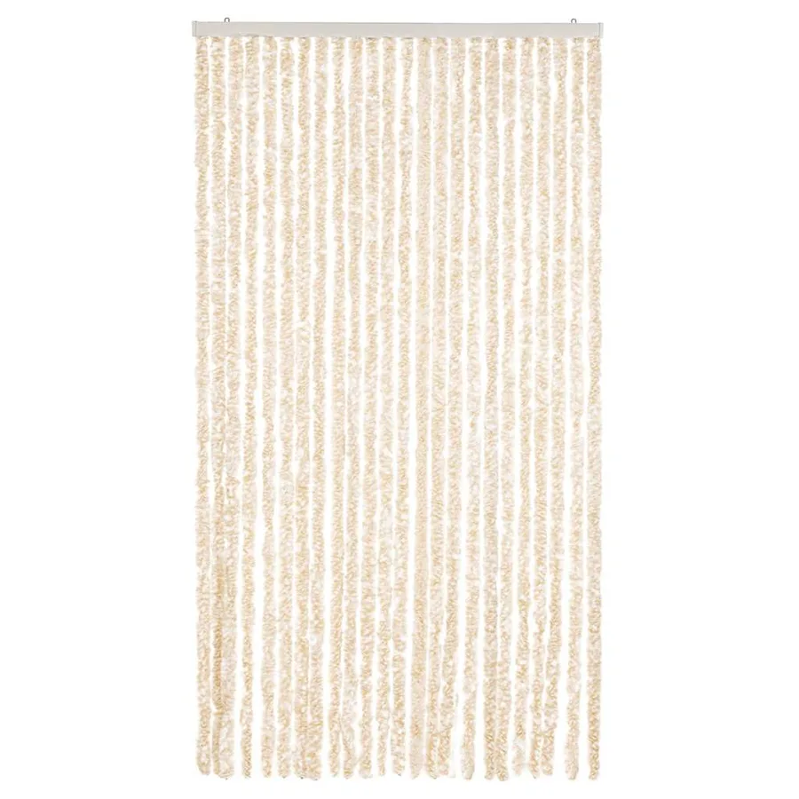 Rideau anti-mouches beige et blanc 100x230 cm chenille - 3