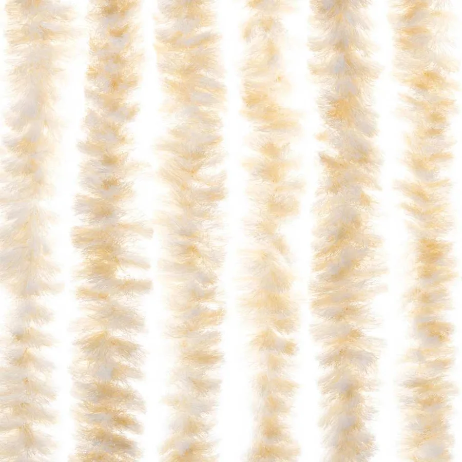 Rideau anti-mouches beige et blanc 100x230 cm chenille - 6