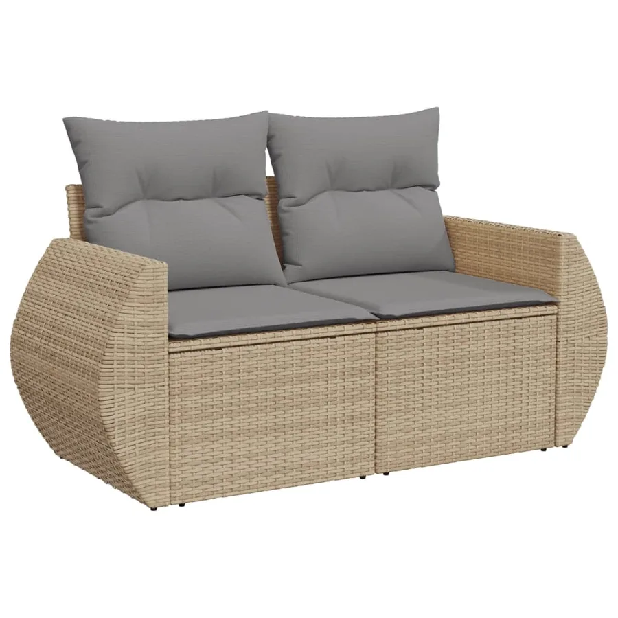 Salon de jardin avec coussins 8 pcs beige résine tressée - 3