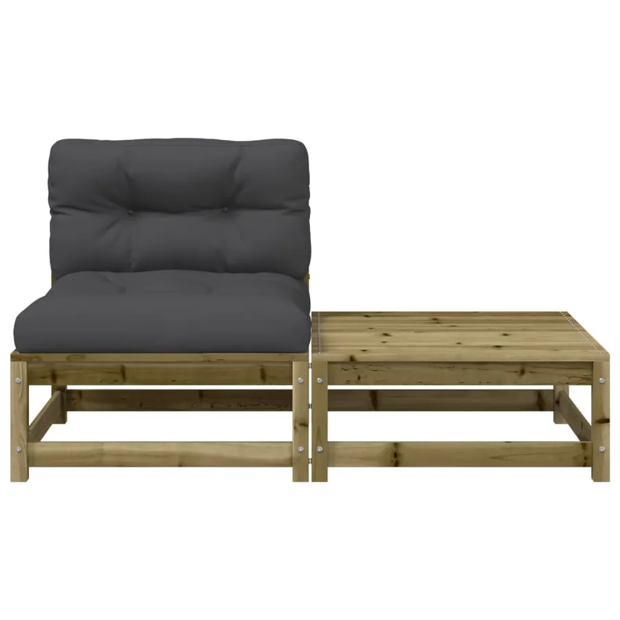 Canapé de jardin sans accoudoirs avec coussins et repose-pieds - 5