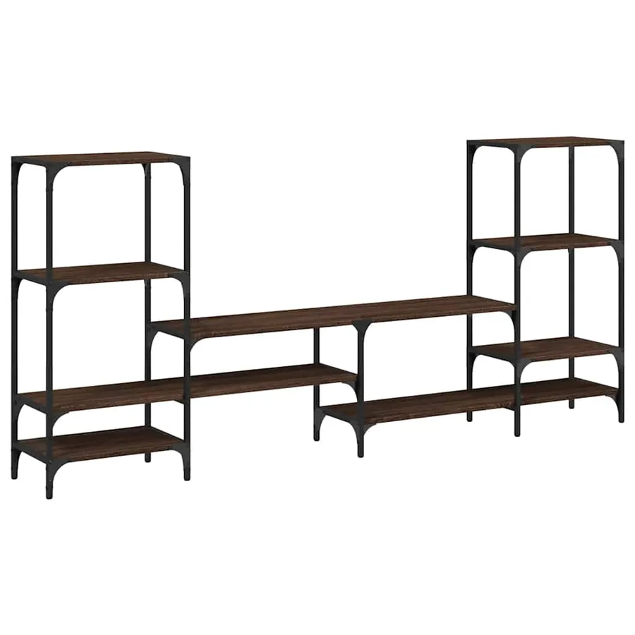 Meuble TV chêne marron 206,5x28,5x95 cm bois d'ingénierie - 2