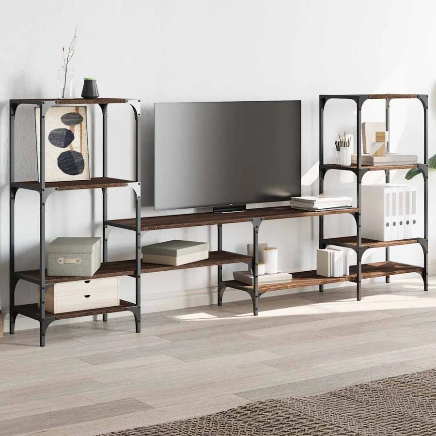 Meuble TV chêne marron 206,5x28,5x95 cm bois d'ingénierie - 3