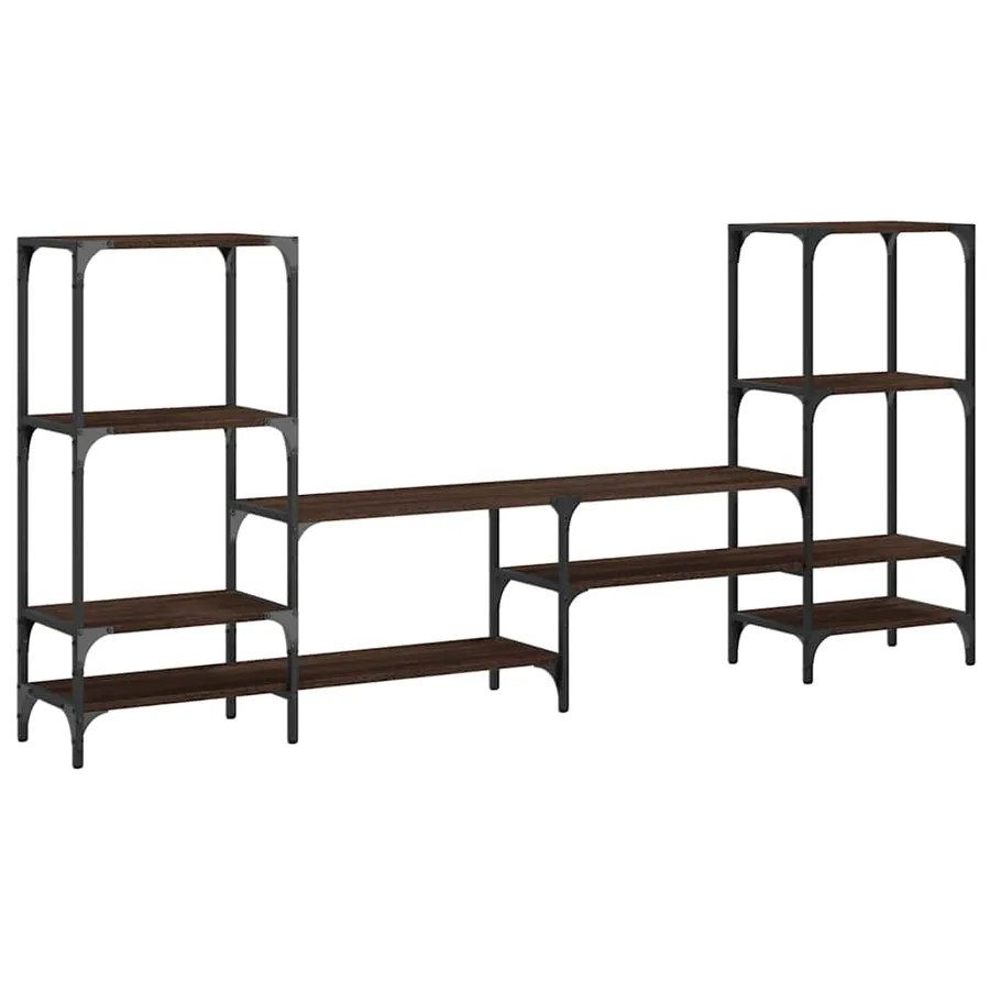 Meuble TV chêne marron 206,5x28,5x95 cm bois d'ingénierie - 7