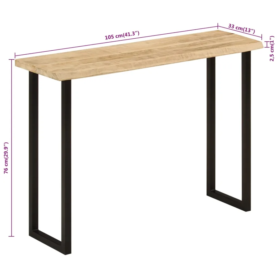 Table console à live edge 105x33x76 cm bois de manguier massif - 8