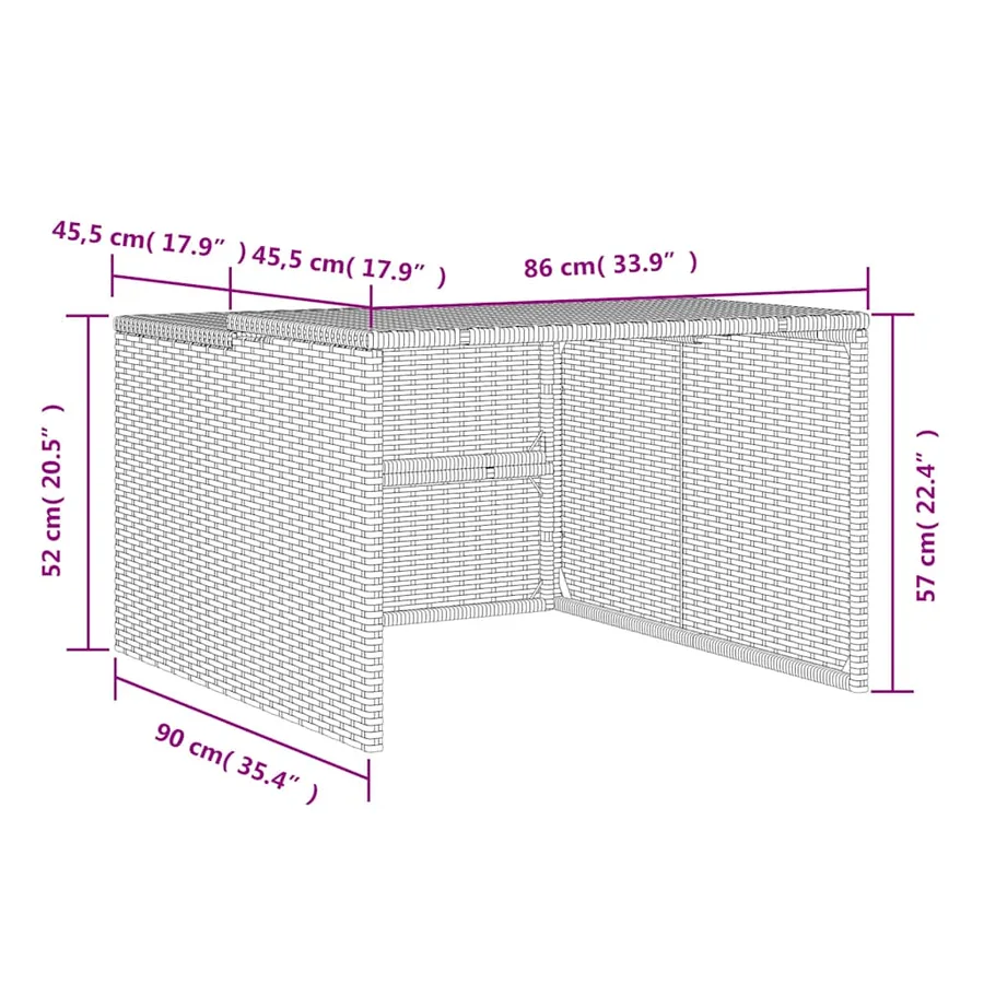 Garage pour robot tondeuse noir 86x90x52/57 cm résine tressée - 10