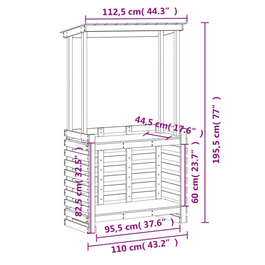 Table de bar d'extérieur et toit 112,5x57x195,5 cm bois massif - 9