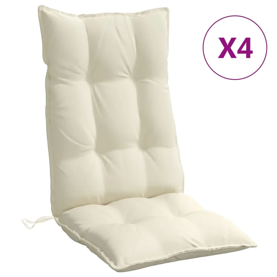 Coussins de chaise à dossier haut lot de 4 crème tissu oxford - 2