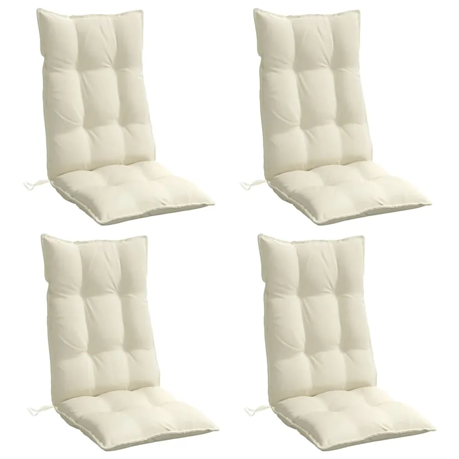 Coussins de chaise à dossier haut lot de 4 crème tissu oxford - 3