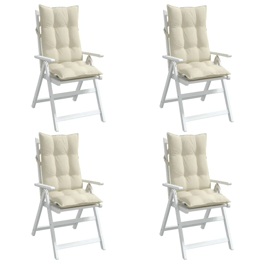 Coussins de chaise à dossier haut lot de 4 crème tissu oxford - 4