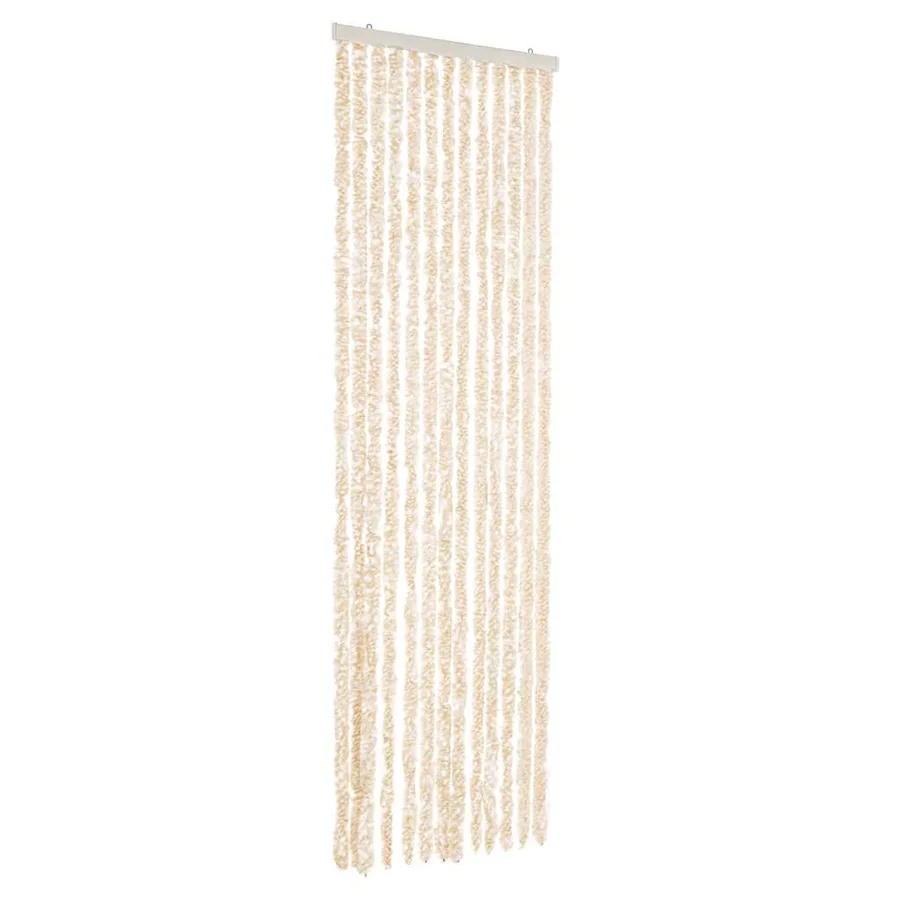 Rideau anti-mouches beige et blanc 56x185 cm chenille - 2