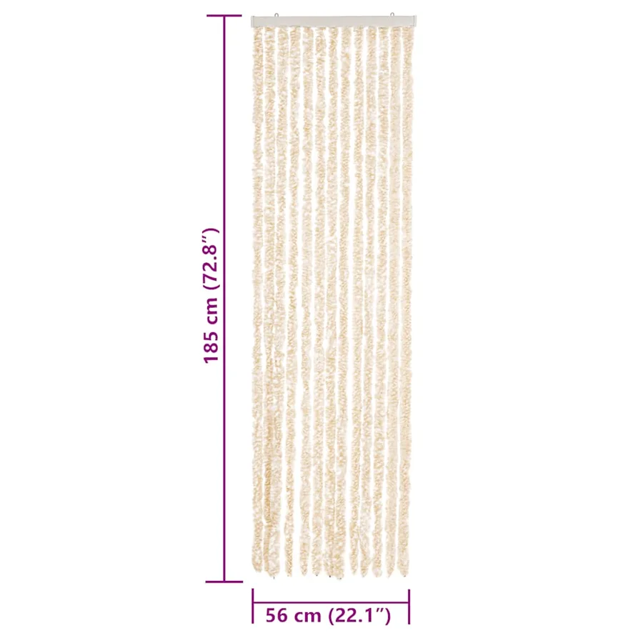 Rideau anti-mouches beige et blanc 56x185 cm chenille - 7