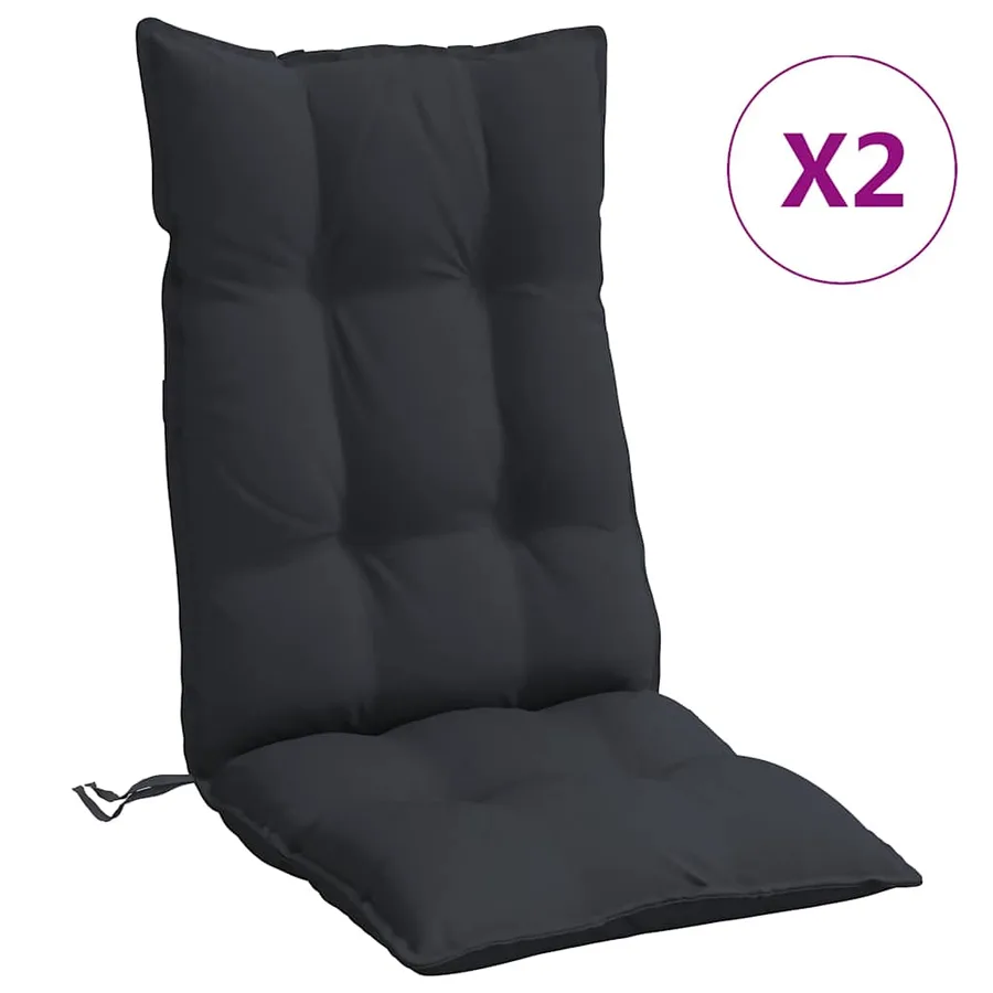Coussins de chaise à dossier haut lot de 2 noir tissu oxford - 2