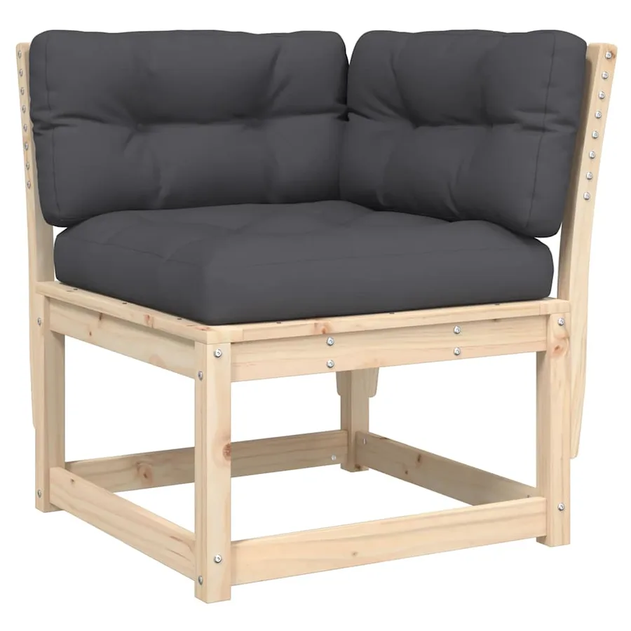 Canapé d'angle de jardin et coussins 73x73x78cm bois pin massif - 2