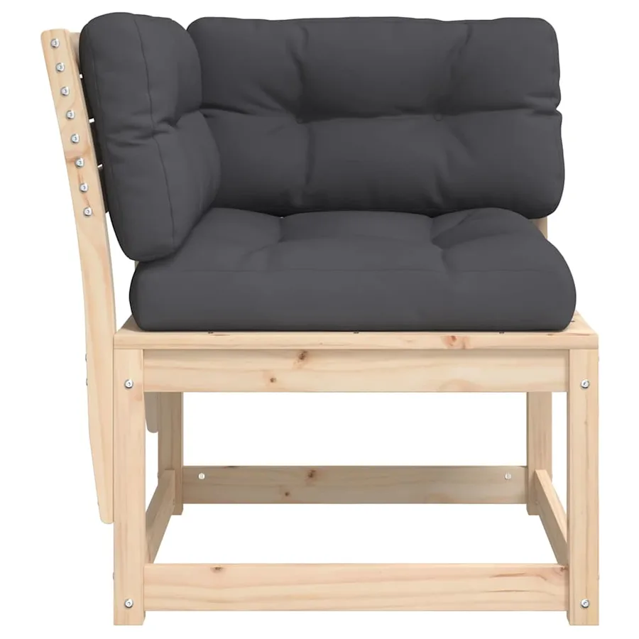 Canapé d'angle de jardin et coussins 73x73x78cm bois pin massif - 5
