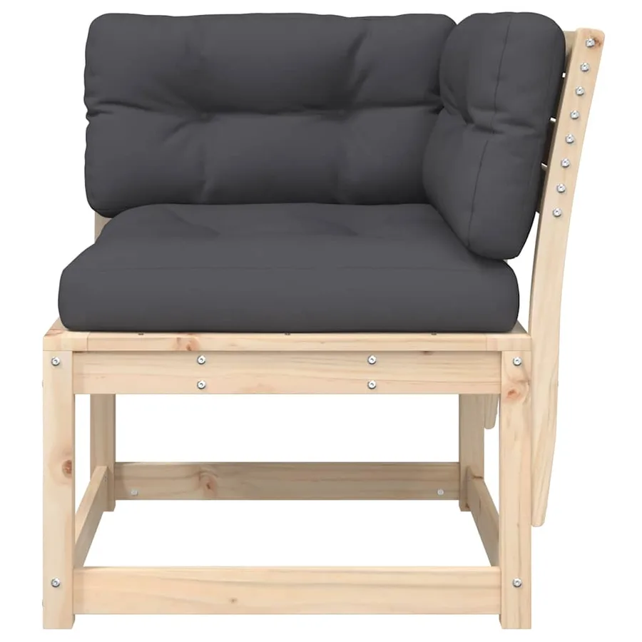 Canapé d'angle de jardin et coussins 73x73x78cm bois pin massif - 6